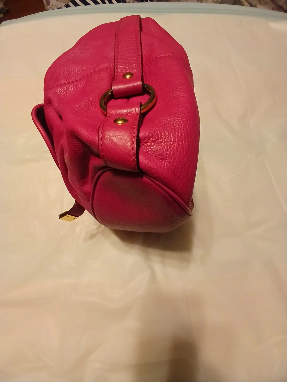 Michael Kors Hot Pink Pebbled Leather Hobo with Gold Hardware